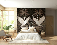 Mysterious nature palm trees Swan Nightfall Serenity wallpaper.