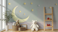 Children’s room wall mural with dreamy moon and clouds

