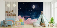 Pastel cloud moon wall mural

