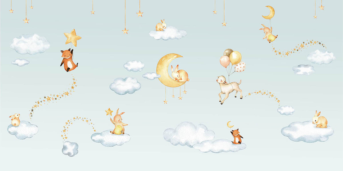 Blue Sweets dreams wallpaper for kids room in your room — zoomed