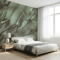 Bedroom featuring calming sage allium plant wall design