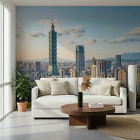 Elevated Taipei Taipei Skyline Serenity city vista wall paper.