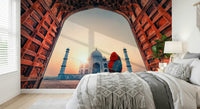 World wonder Taj Mahal at sunset wallpaper for walls ancient mausoleum grace.