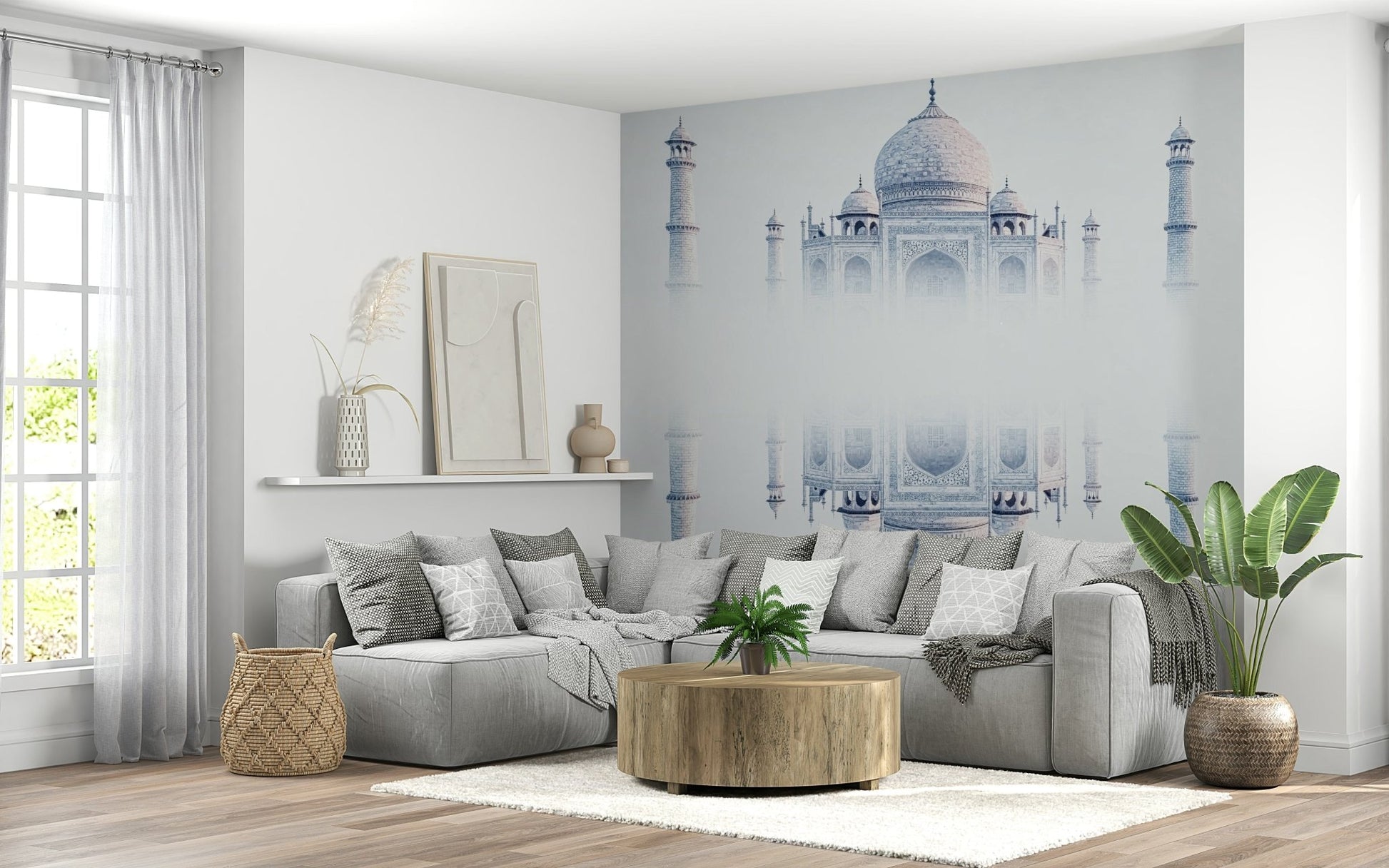 Taj Mahal Mirage wallpaper wall mural ethereal reflection.