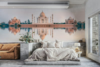 A contemplative India landmark wallpaper mural for a feature wall.

