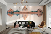 A beautiful Taj Mahal wallpaper mural with reflection.

