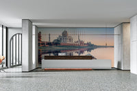 A calming serene view wallpaper mural that defines a space.

