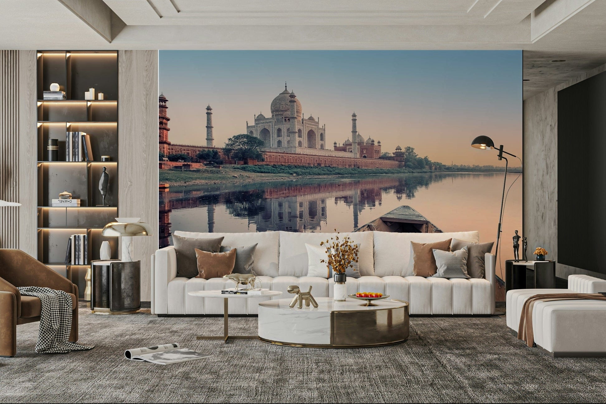 An artistic travel theme mural for home decor.

