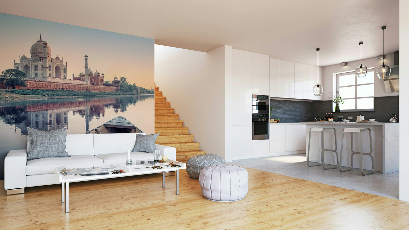 A beautiful Taj Mahal wallpaper mural for a modern home.

