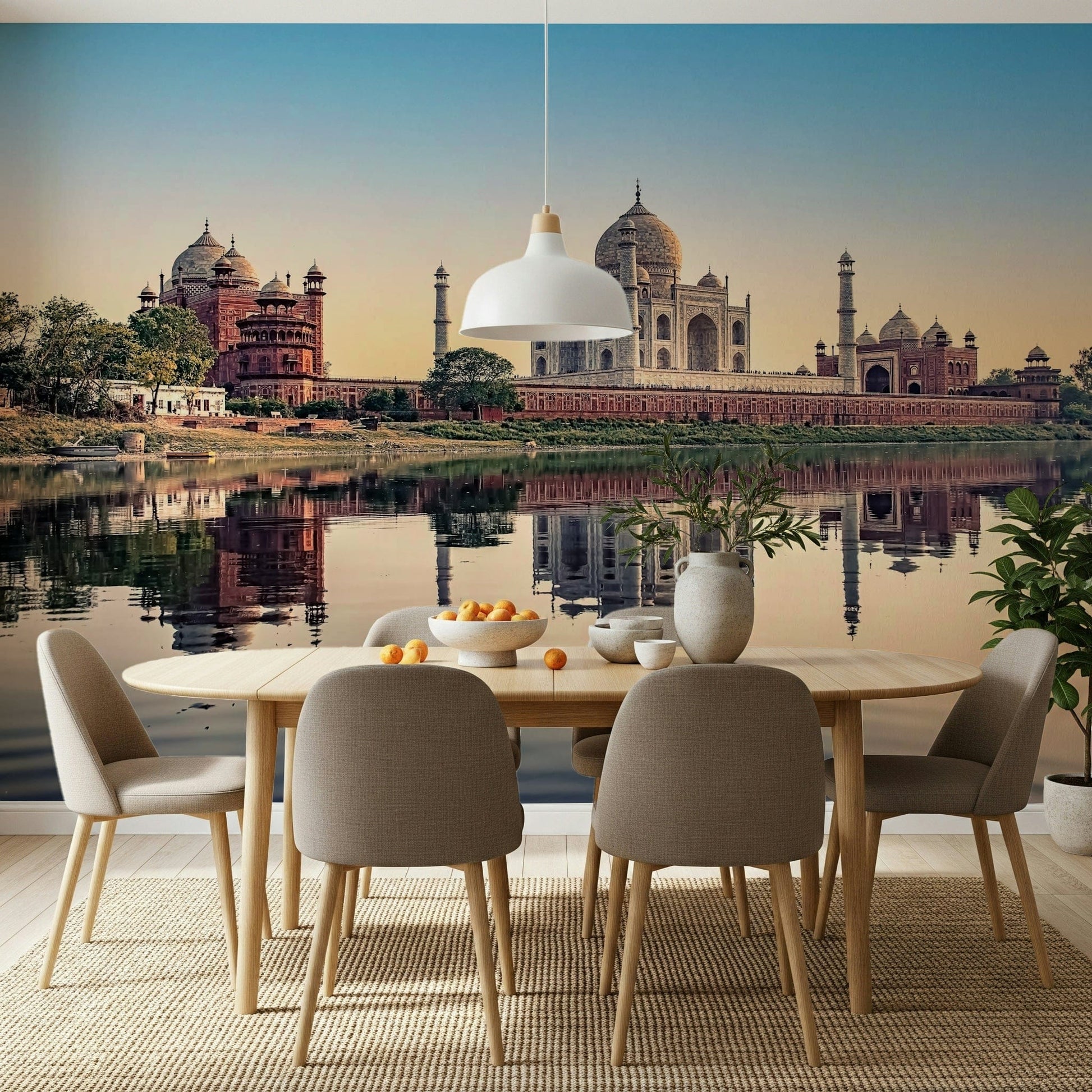 Water reflection imagery on a durable vinyl wall mural for a hallway.