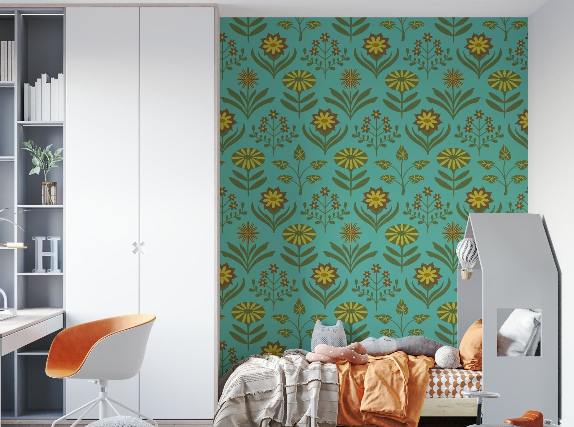 Hand-drawn look with organic shapes and vintage colors.

