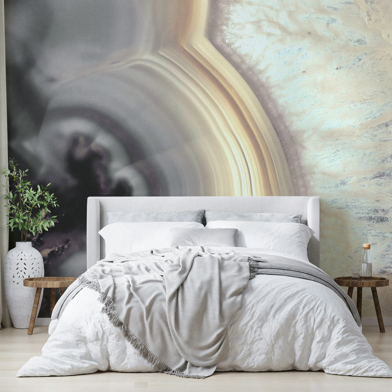 Taupe agate geode wall mural

