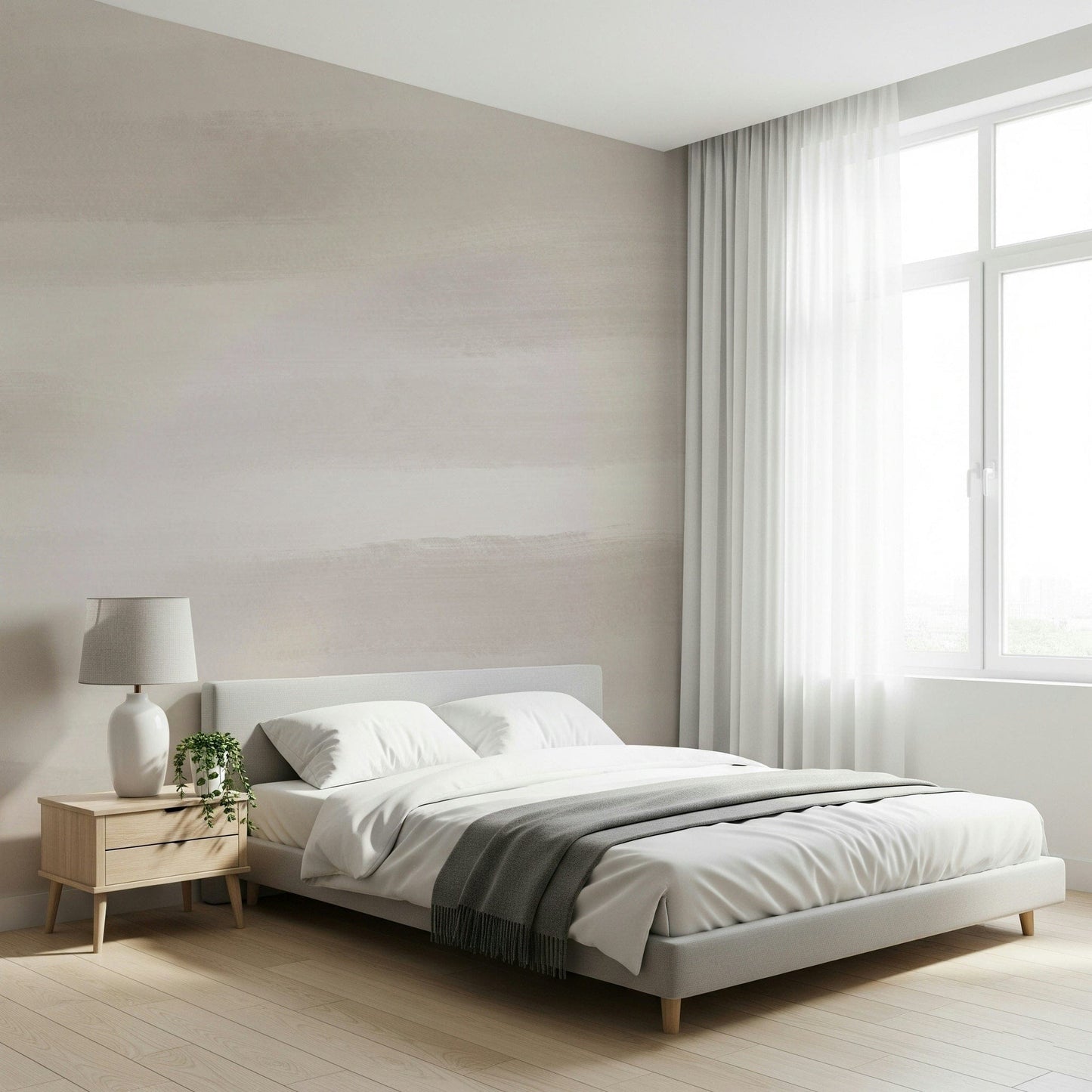 Soft Taupe Brushstrokes Wall Mural - 2753525