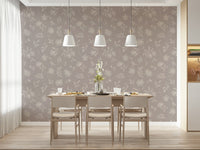 Neutral botanical sketch Soft Taupe Flora wallpaper for walls
