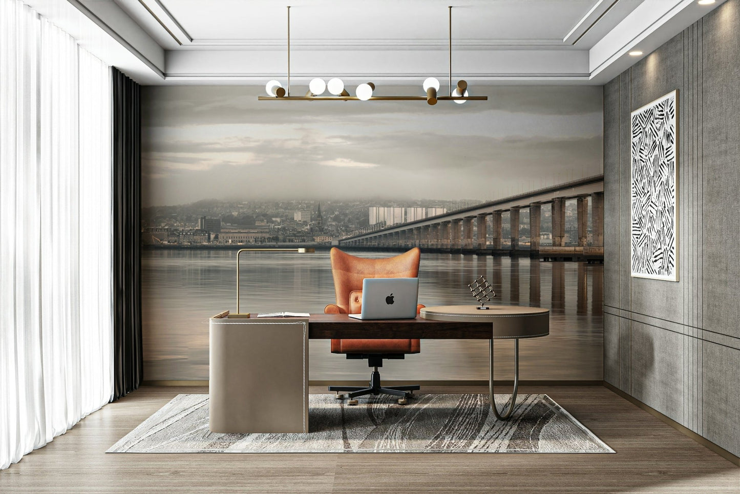 Tay Road Bridge mural for urban-inspired interiors

