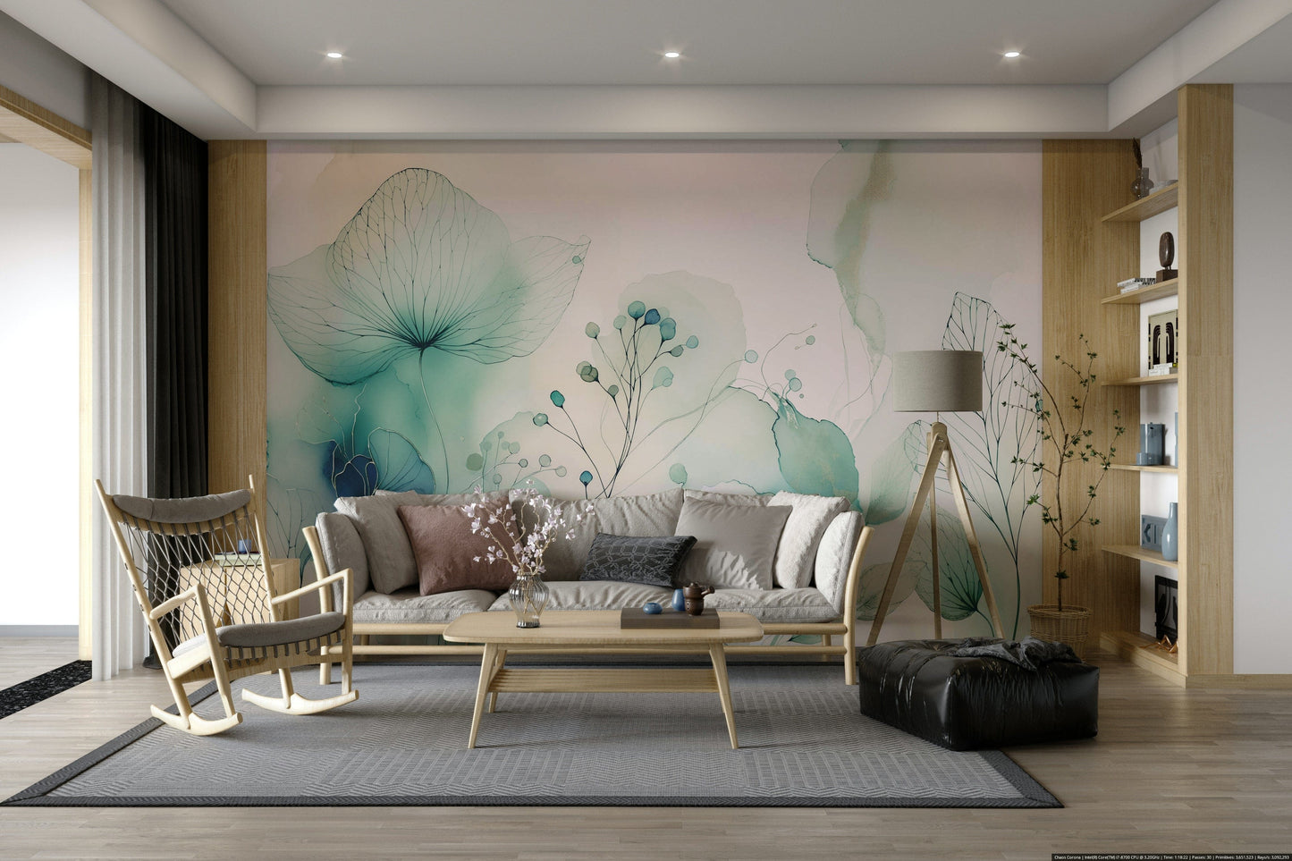 Wall mural showing a quiet floral scene

