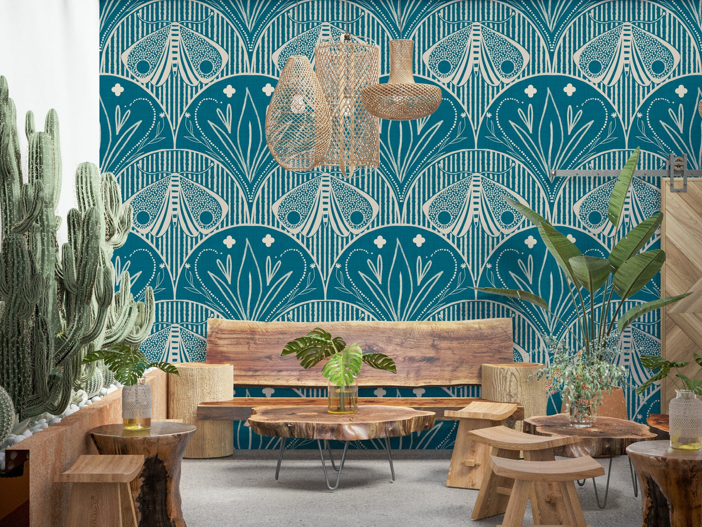 Exquisite Boho Art Nouveau botanical print paper decorative design element.