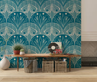 Vibrant Boho Art Nouveau wall mural elegant insect design bold backdrop.