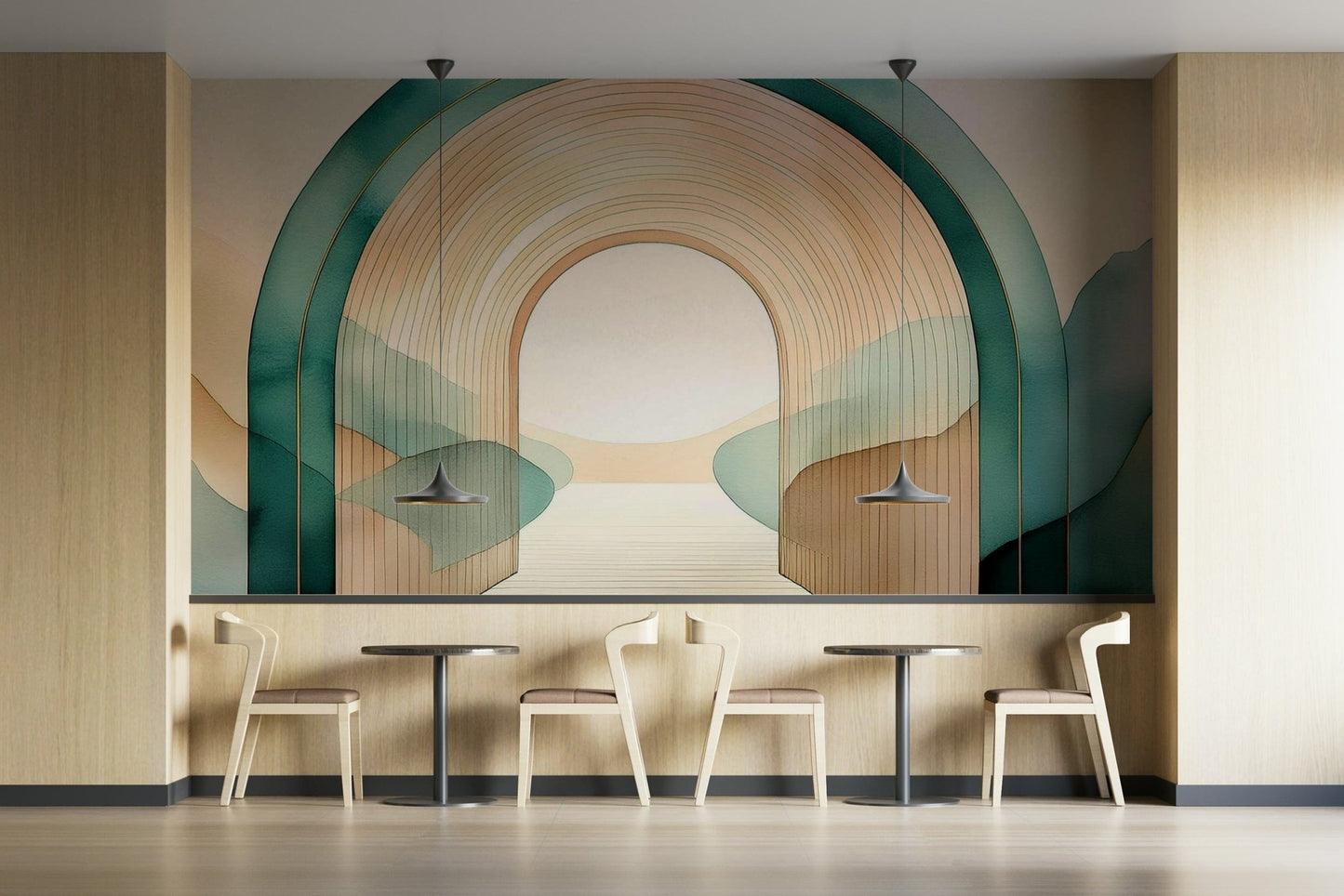 Teal Dream Arches wall mural bringing elegance to your walls.

