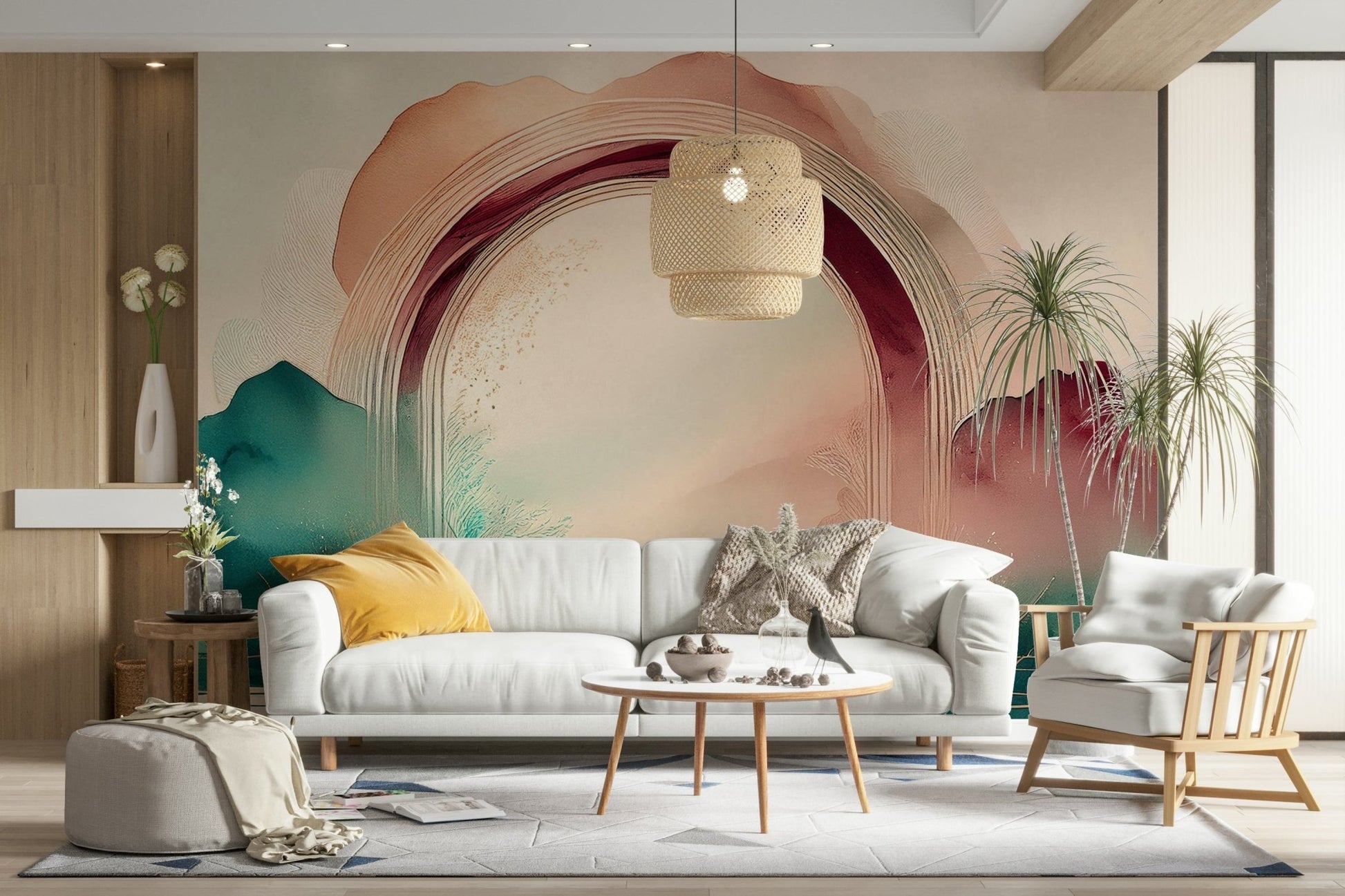 Mystical Teal Dream Portal wall mural with calming teal archway.

