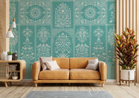 A peaceful wall mural with an organic, natural design.

