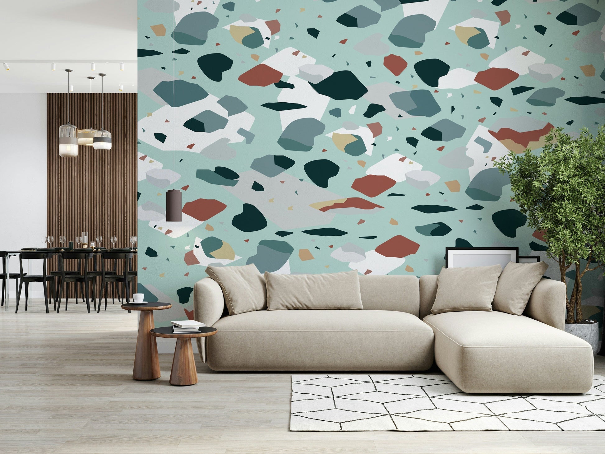 A classic abstract collage wallpaper for walls.