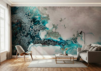 A graceful subtle pattern wall mural in cool, dark tones with shimmer.