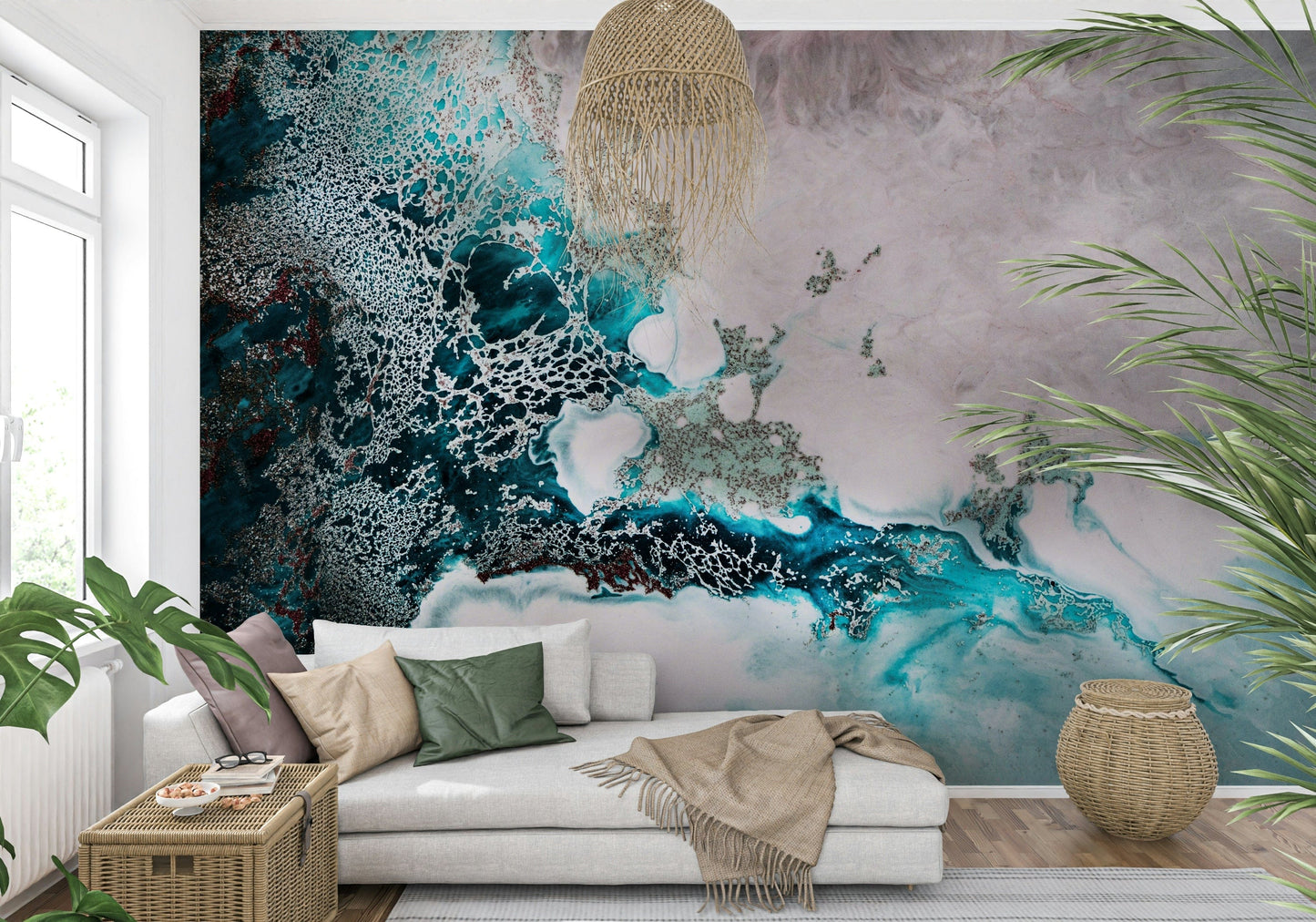 A serene underwater scene wall mural for luxurious decor.