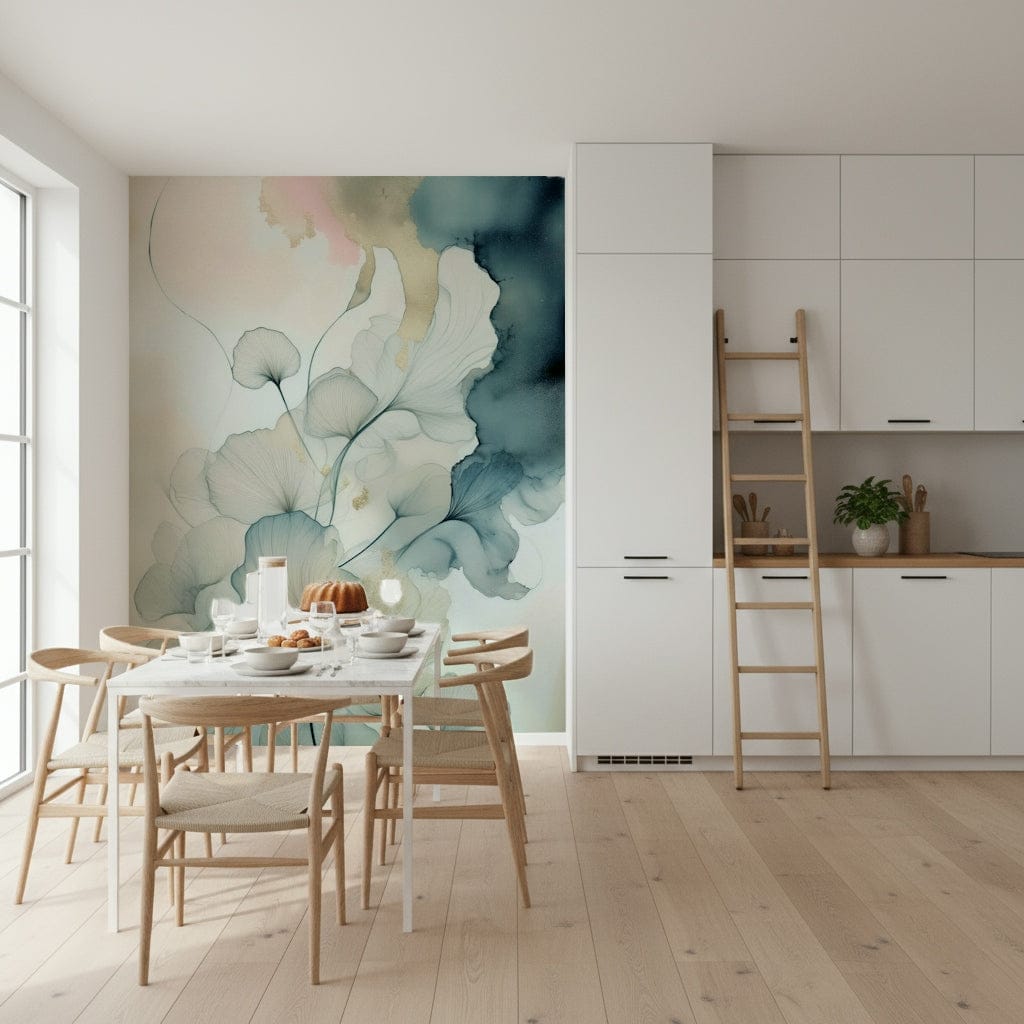 Translucent Teal Petals Wall Mural