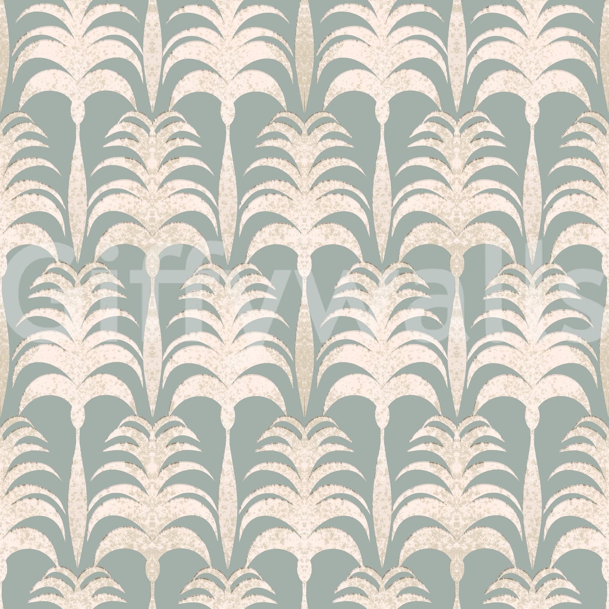 A calming tropical design wallpaper mural that defines a space.

