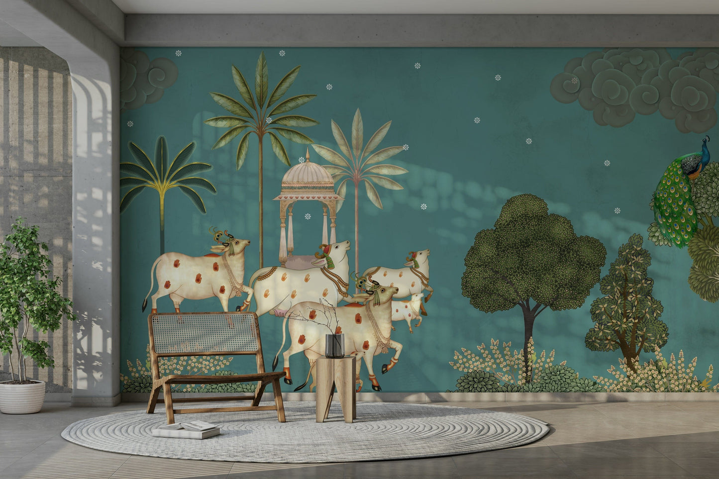 Neel Pichwai Wall Mural design



