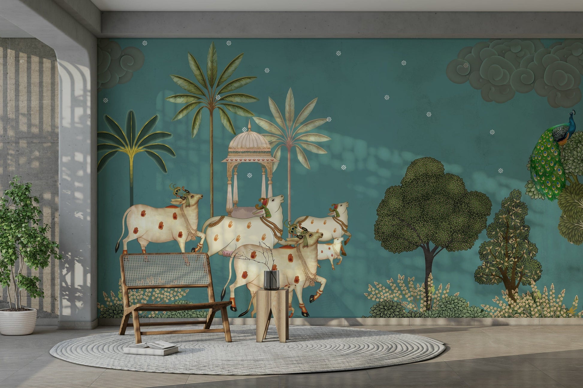 Neel Pichwai Wall Mural design




