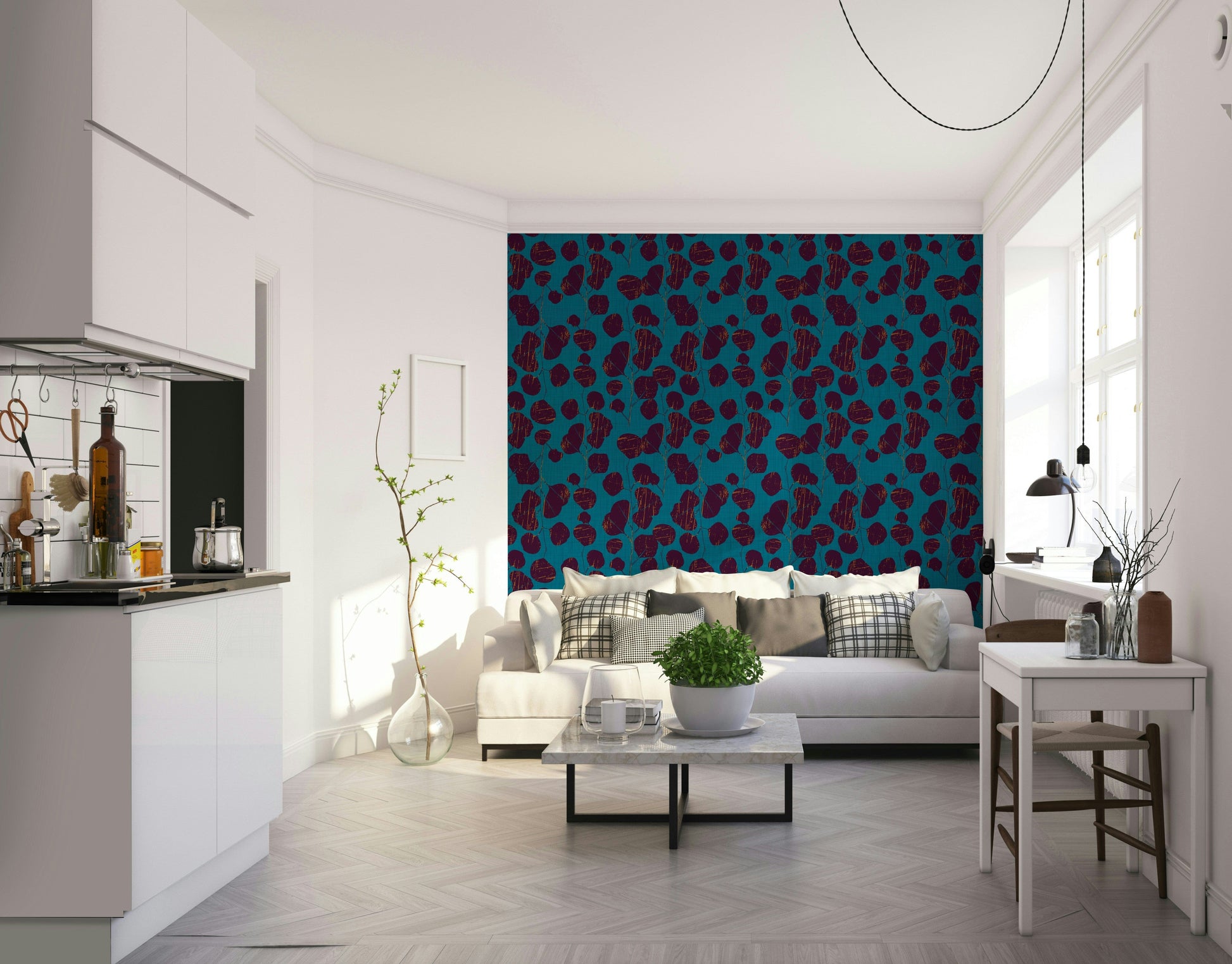 Boho Jewel Tone botanical mural