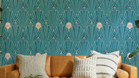 Art Deco teal and rose gold wallpaper by Giffywalls

