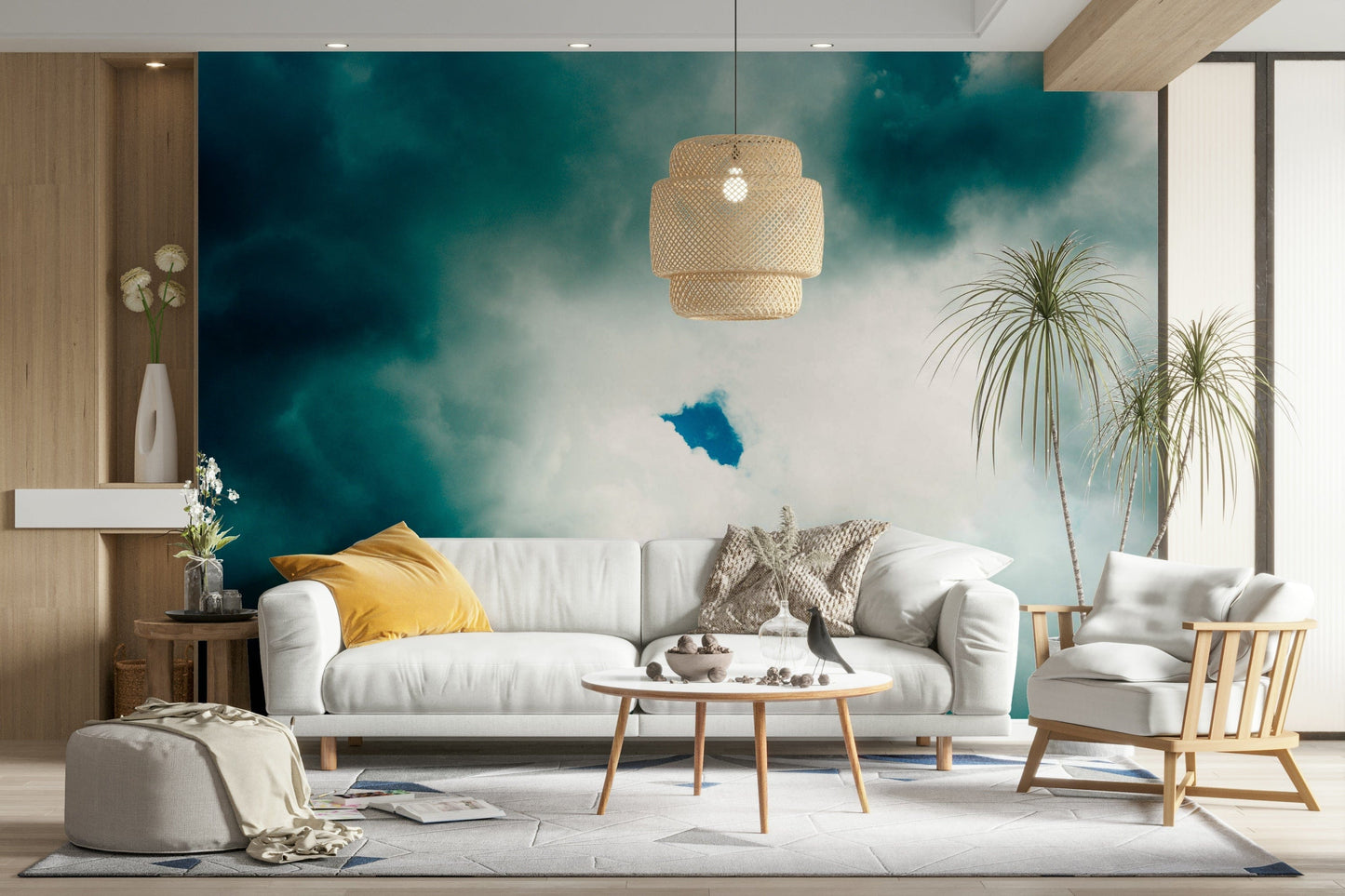 A calming space wallpaper mural that defines a room.

