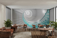 spiral staircase with a skylight

