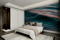 A peaceful open ocean mural on decorative wallpaper.

