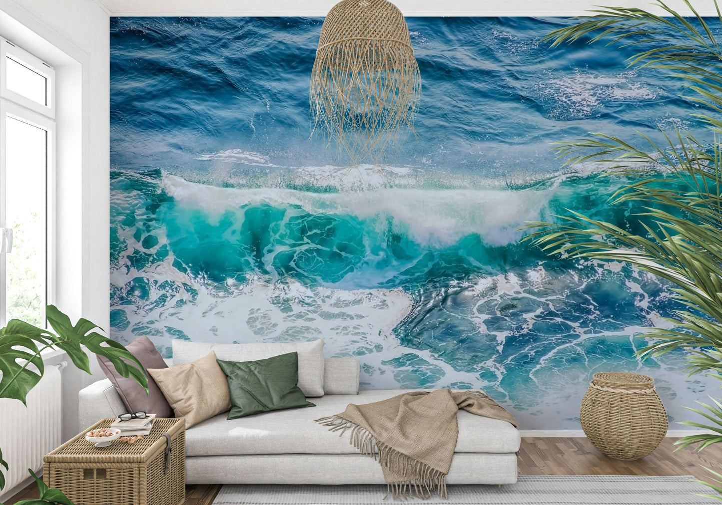 Crashing Teal wall mural intense aqua marine water surface