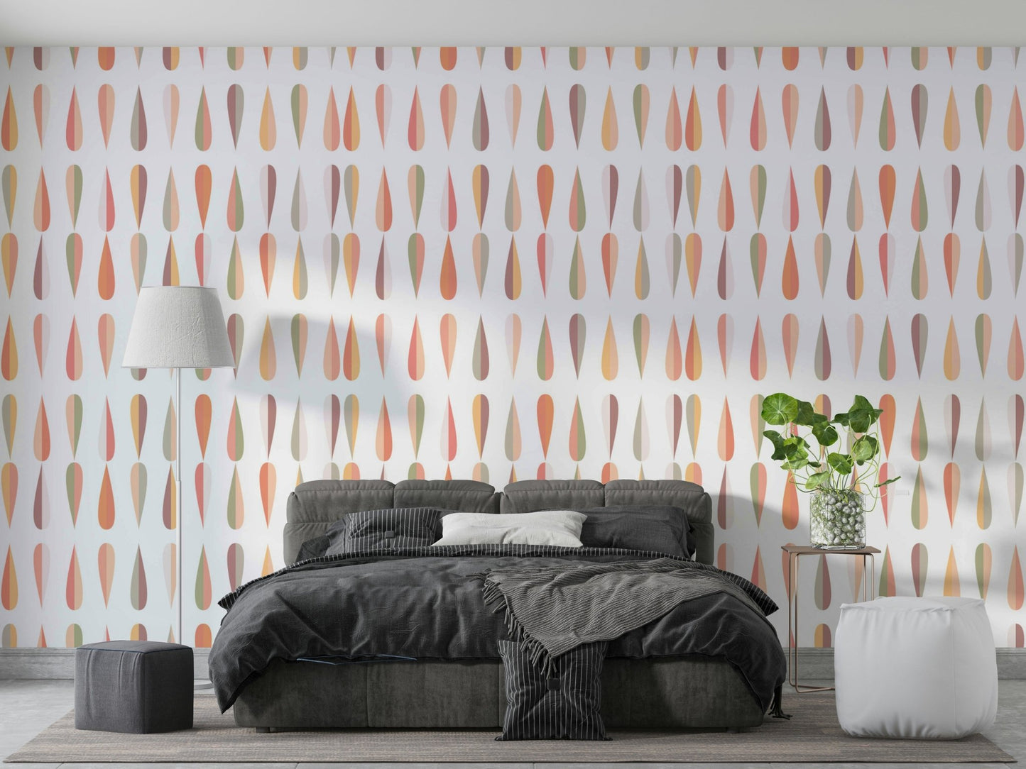 The colors are soft, muted tones of gray, blue, and orange.

