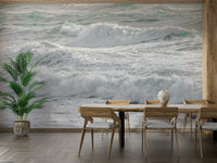 A living room featuring the coastal wall mural.

