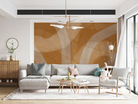 An artistic minimalist form mural for home decor.