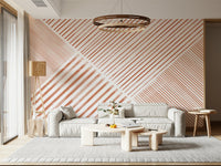 A contemplative geometric design wallpaper mural for a feature wall.