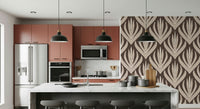 Boho Leaf Symmetry wallpaper showcasing intricate leaf-shaped designs with detailed linework.