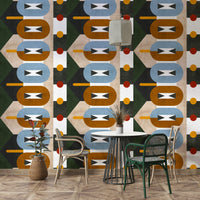 Clay-inspired geometric wallpaper for living spaces

