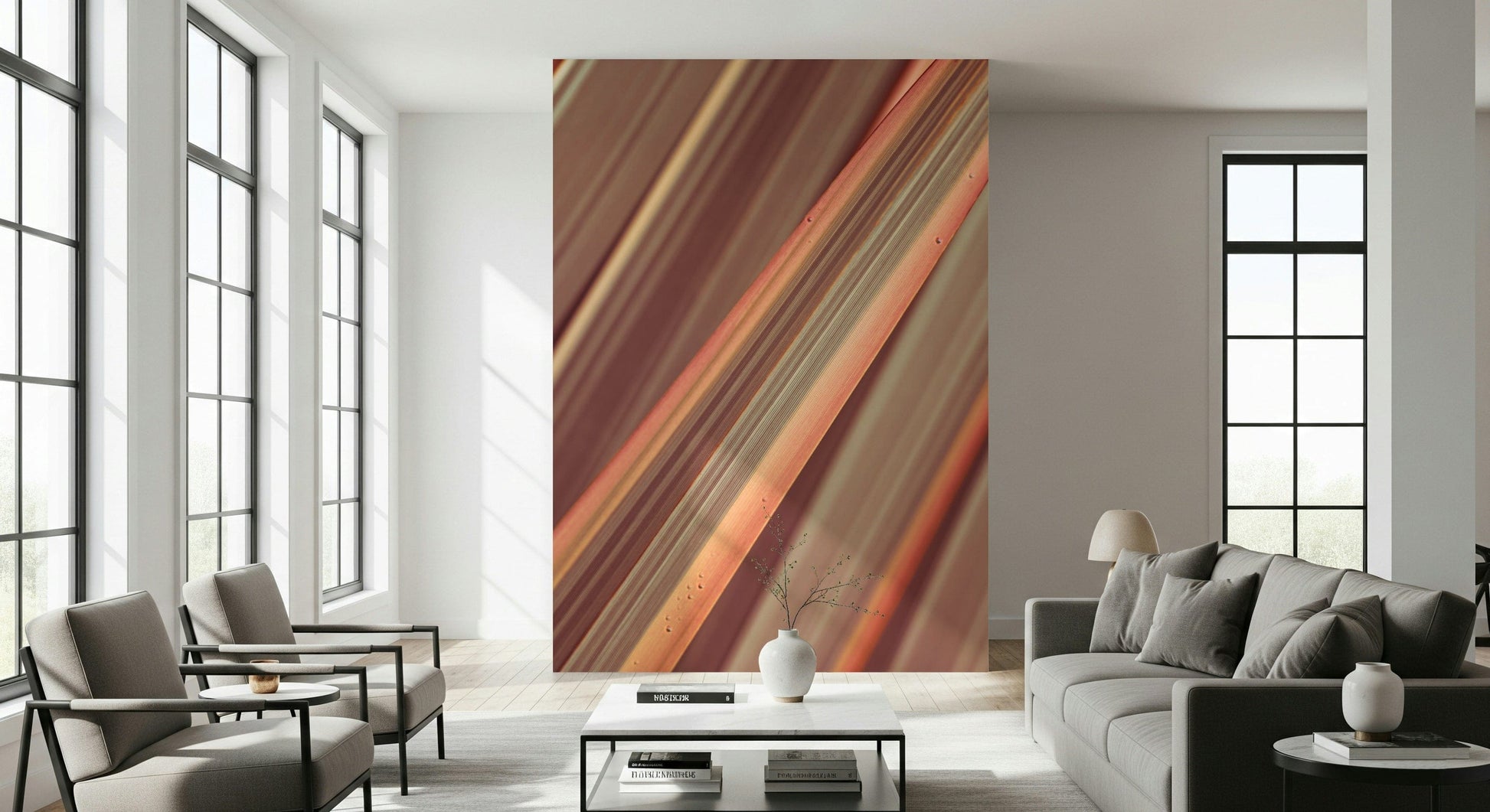 Abstract botanical Modern Curves decorative wallpaper subtle shading droplets