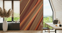 Earthy diagonal wall mural in kitchen area