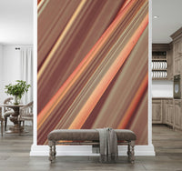 Warm brown lines wall mural behind console table