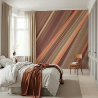 Rustic stripe wall mural in modern living room