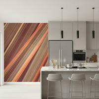 Bold earth tone wall mural in cozy lounge