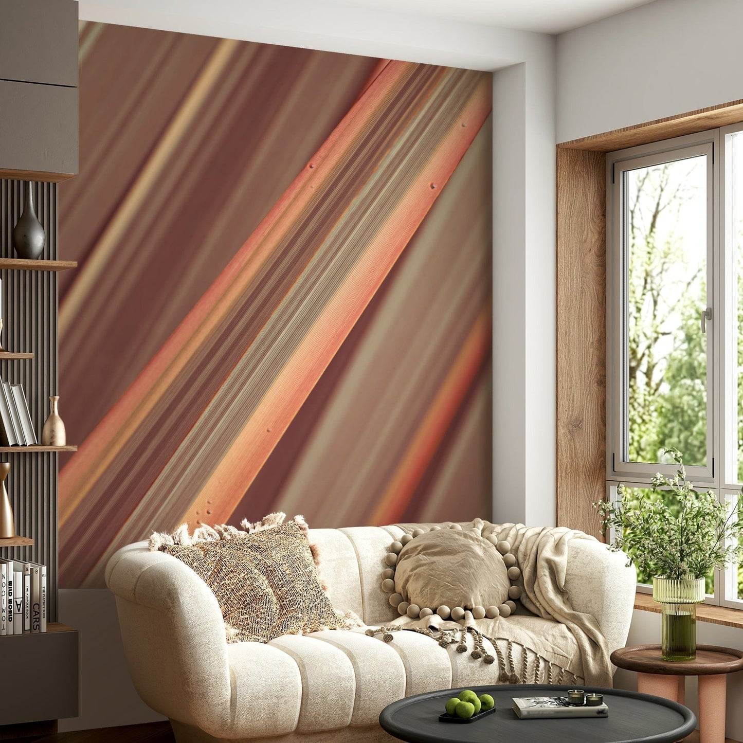 Contemporary stripe wall mural in open space